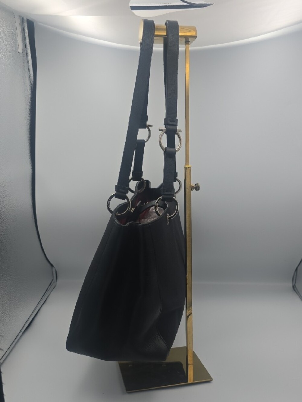 Salvatore Ferragamo Black Fabric/Leather Med Tote W Silver Hardware (EUC)(COA)🖤 - Picture 7 of 15